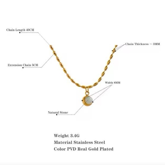 Stainless steel Elegant Gold Necklace with White Pendant - Picture 4 of 4